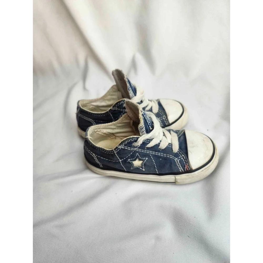 Converse One Star Infant Shoes Size 6 Blue Canvas Sneakers Toddler Low Top